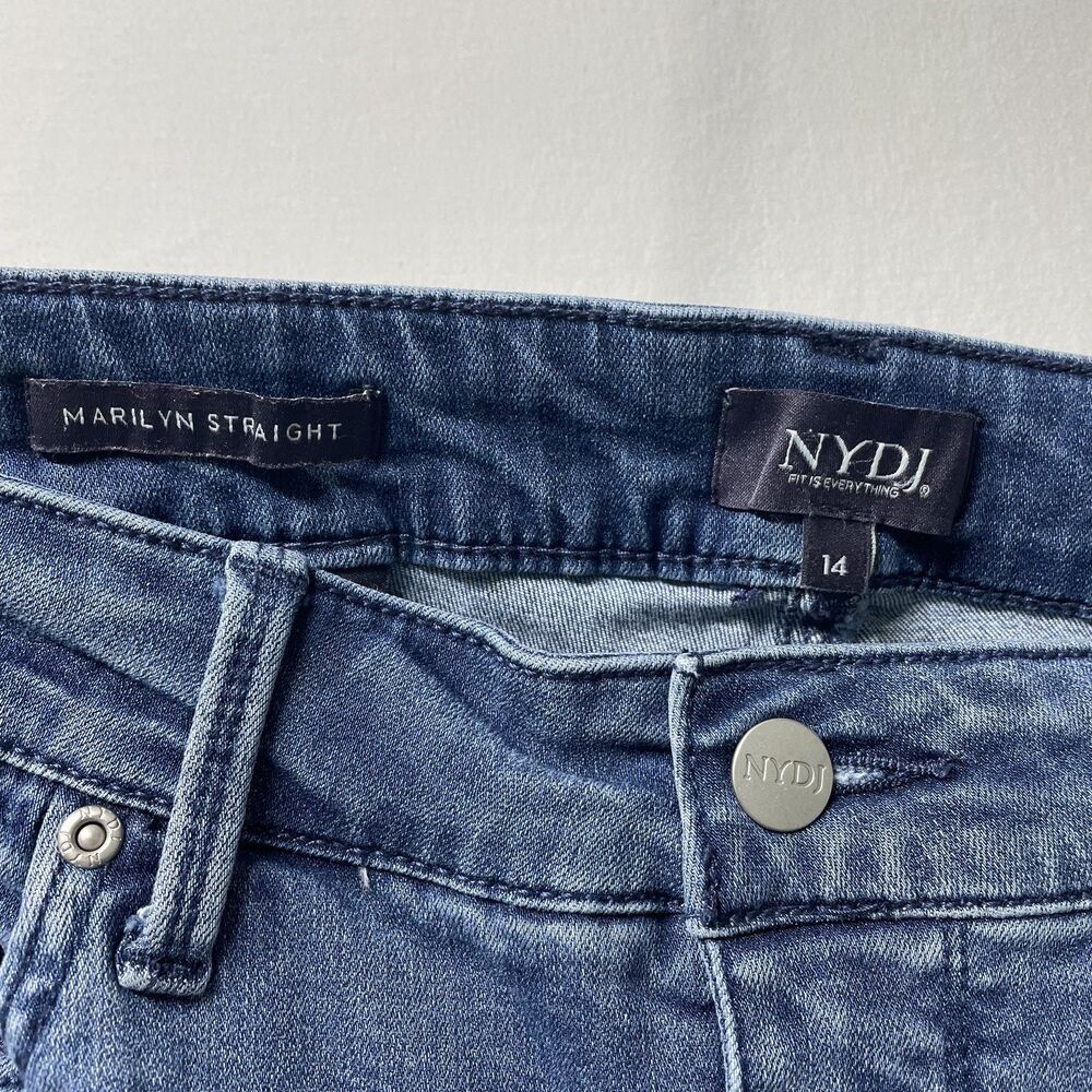 NYDJ Marilyn Straight Leg Jeans Blue High Rise Women Size 14 - Picture 3 of 9